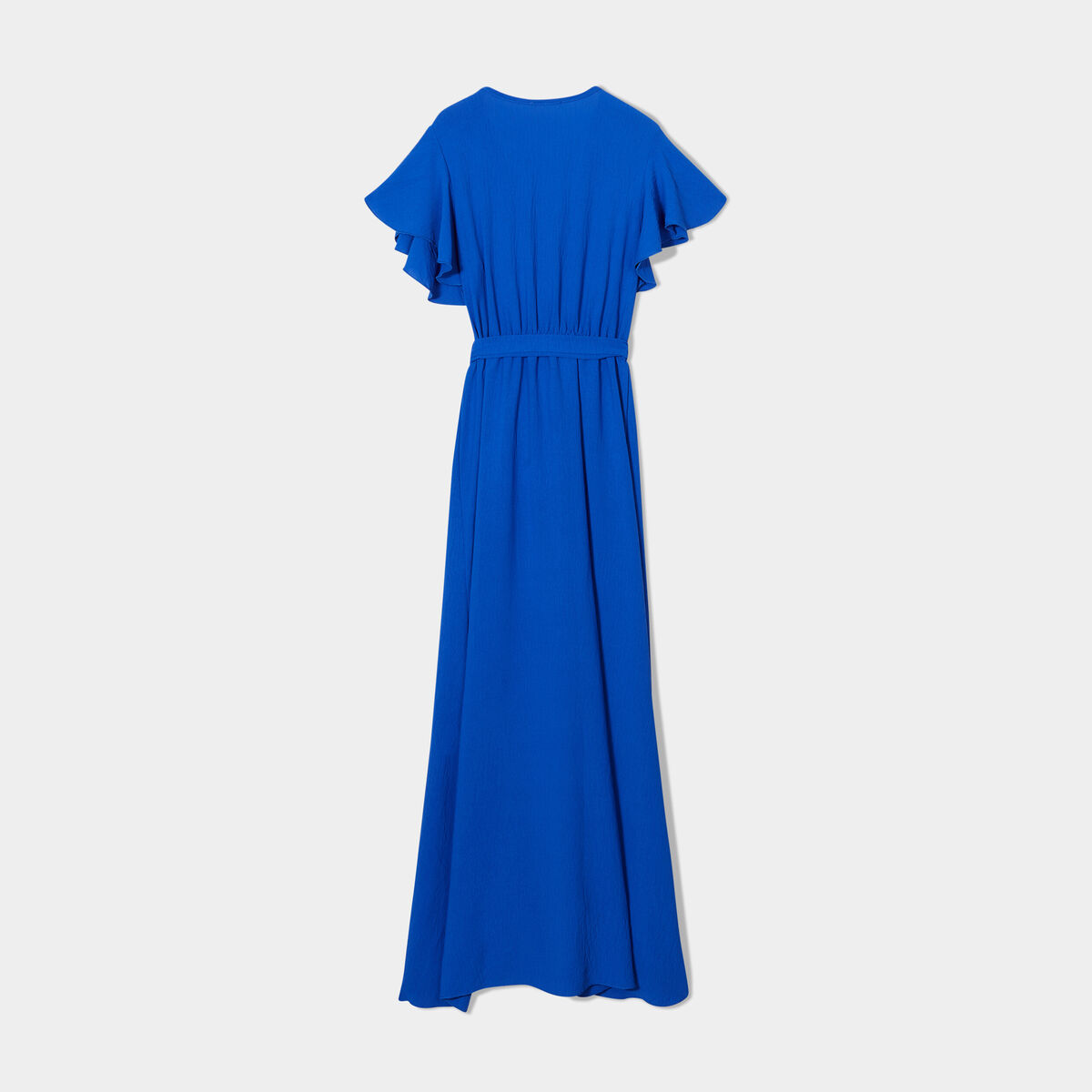 Robe longue portefeuille bleu electrique femme