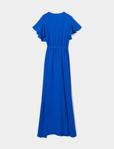 Robe longue portefeuille bleu electrique femme