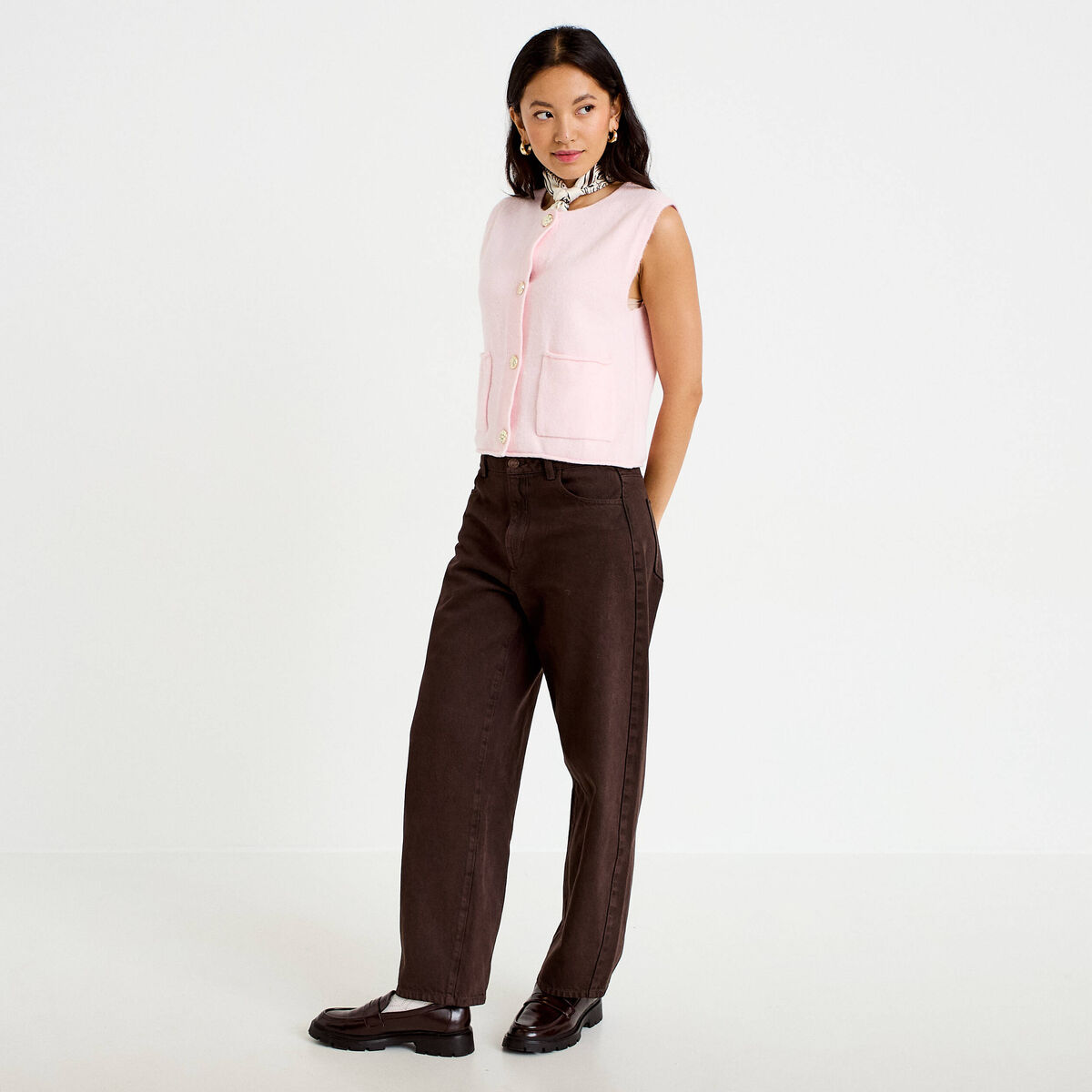 Gilet sans manches rose clair femme