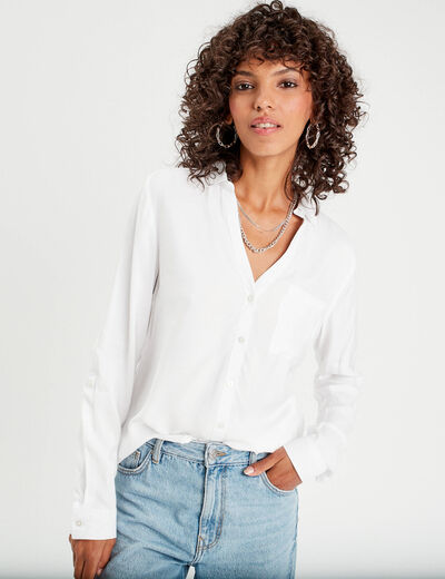 Chemise manches longues ecru femme