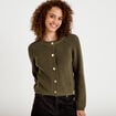 Gilet manches longues vert kaki femme