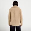 Manteau droit bouclettes col tailleur beige femme