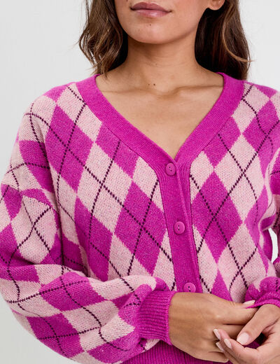 Gilet manches longues rose femme