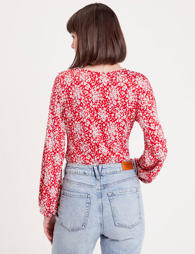 T-shirt manches longues rouge femme
