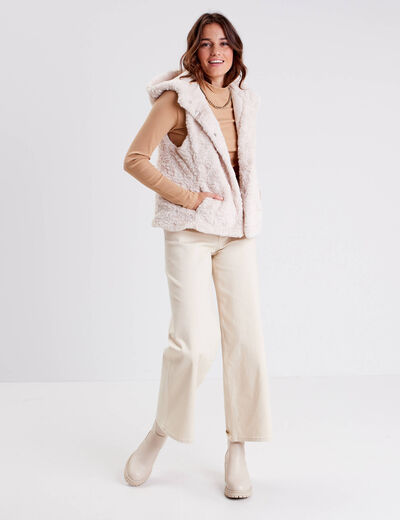Veste droite à capuche ecru femme