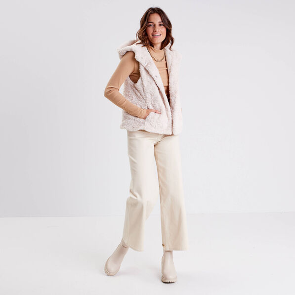 Veste droite à capuche ecru femme