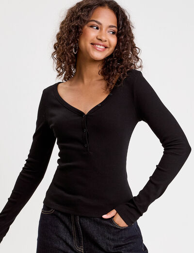 T-shirt manches longues noir femme