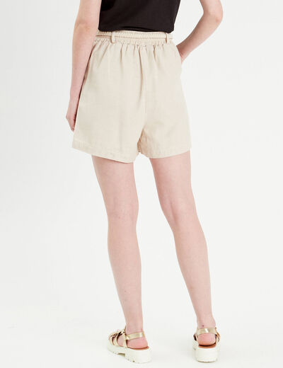 Short ample ceinture tressée ecru femme
