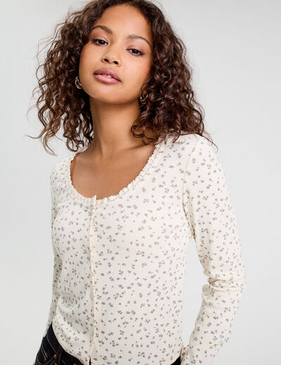 T-shirt manches longues sable femme