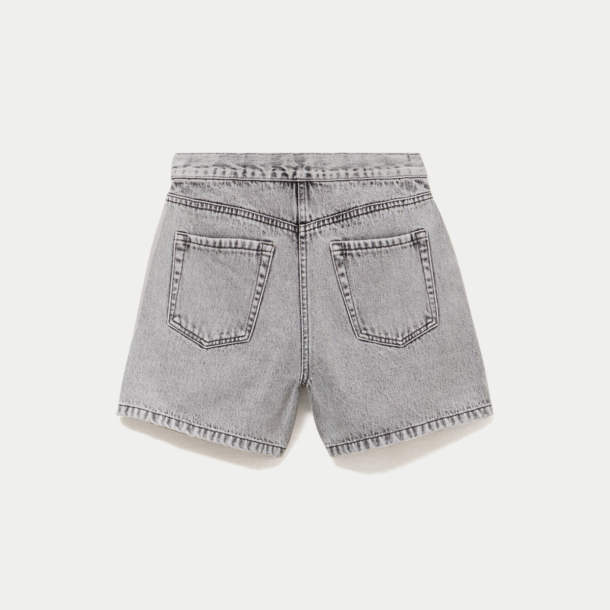 Jupe-short droite en jean denim gris femme