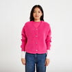 Gilet sans manches effet polaire col v rose fushia femme