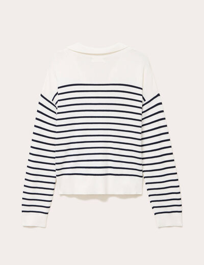 Pull fin manches longues encolure bateau bleu marine femme