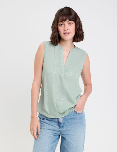 Blouse sans manches vert olive femme
