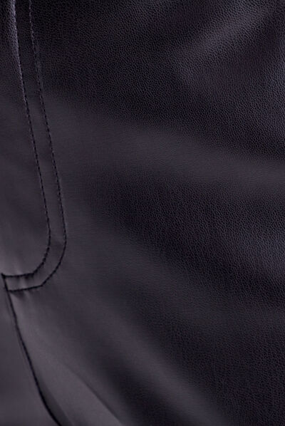 Pantalon flare simili cuir noir femme