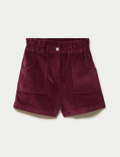 Short large en velours bordeaux femme