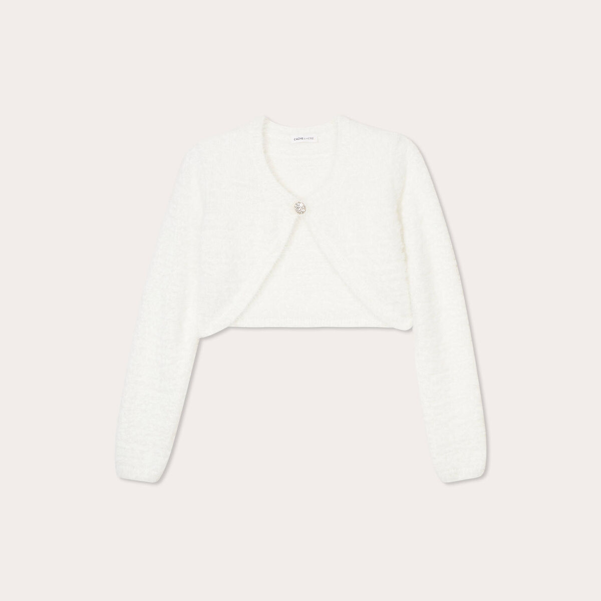 Gilet boléro manches longues ecru femme