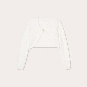 gilet bolero manches longues ecru femme Gilet boléro manches longues ecru femme