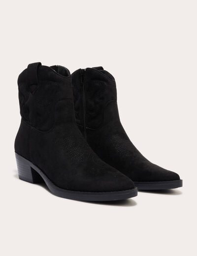 Bottines western suédine noir femme