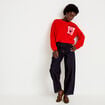 Pull ample col rond manches longues rouge femme