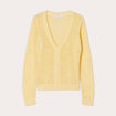 Gilet manches longues ajouré jaune moutarde femme