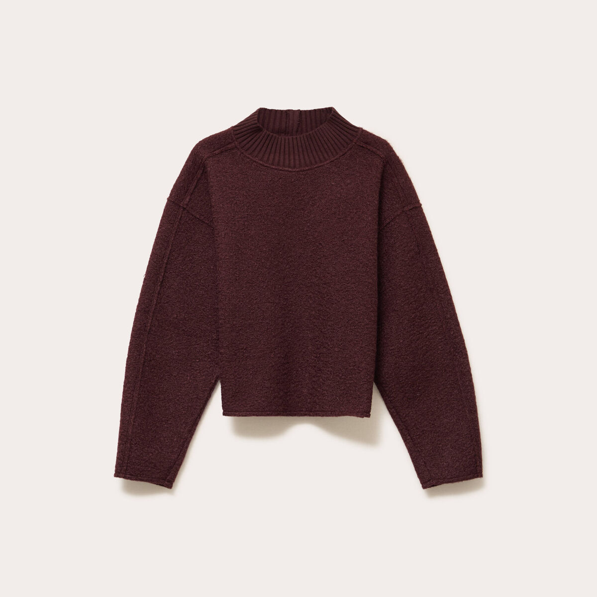 Sweat col montant rouge fonc&eacute; femme