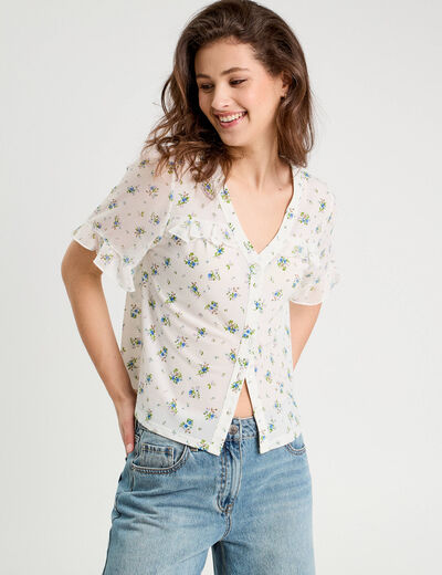 Chemise manches volants blanc femme