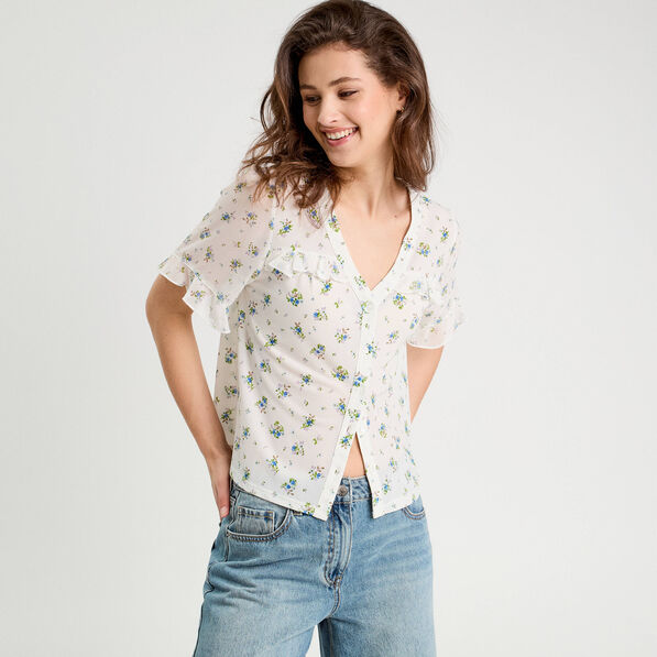 chemise manches volants blanc femme Chemise manches volants blanc femme