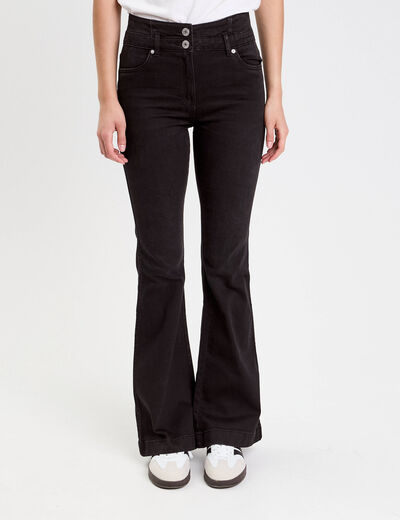 Jeans bootcut taille haute denim noir femme