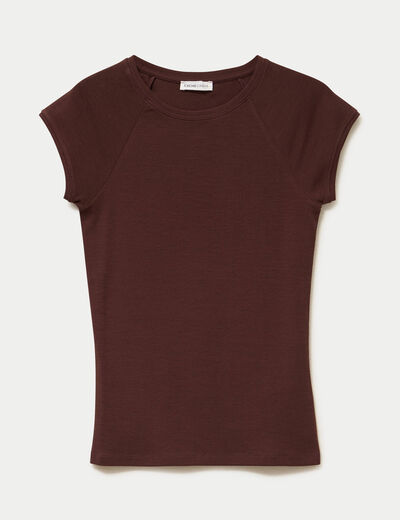 T-shirt manches courtes marron femme