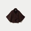 Poncho en fausse fourrure marron fonc&eacute; femme
