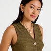 Gilet cintr&eacute; sans manches col v vert kaki femme