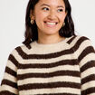 Pull ample col rond manches longues ivoire femme