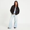 Jean wide leg taille haute Petite denim bleach femme