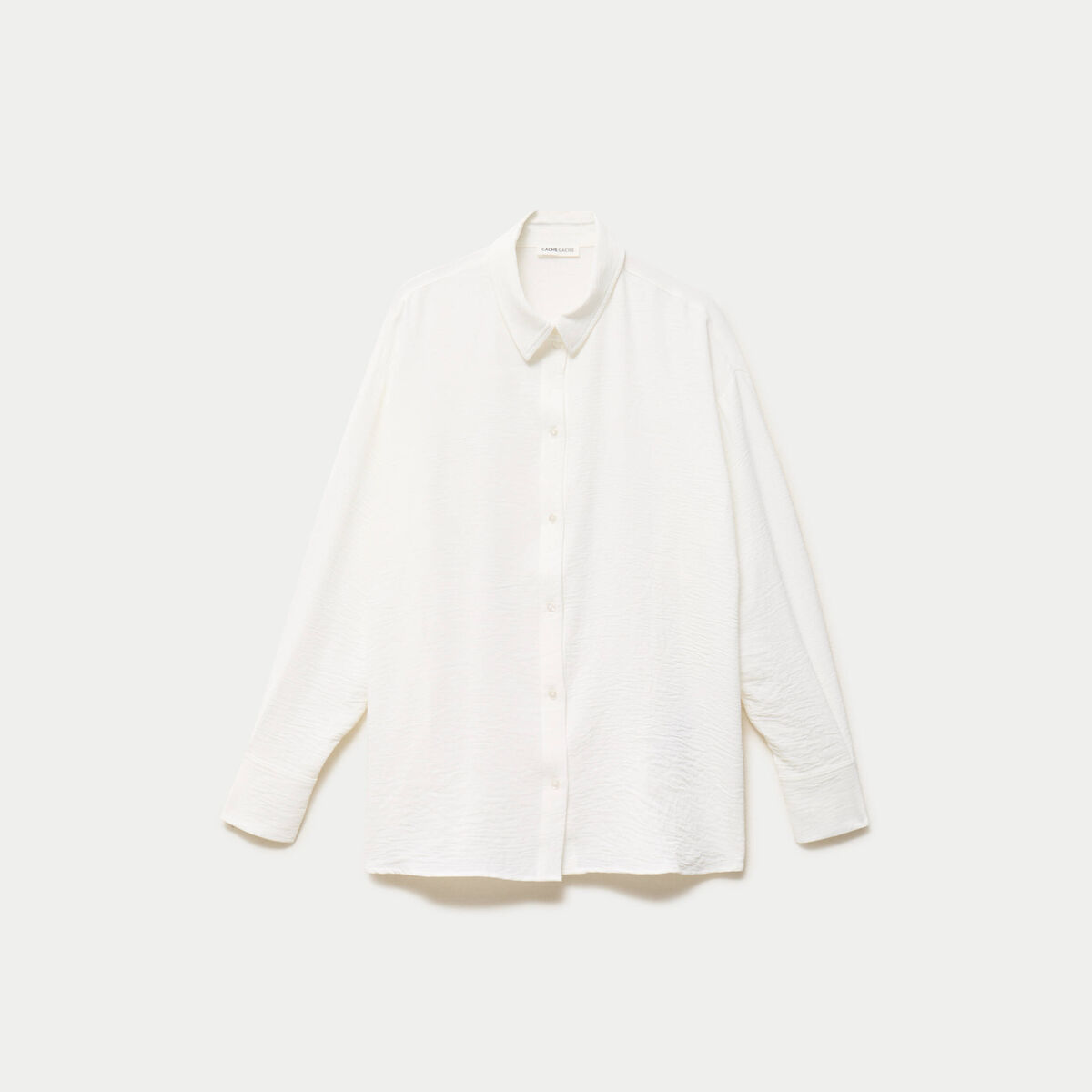 Chemise ample pliss&eacute;e manches longues ecru femme