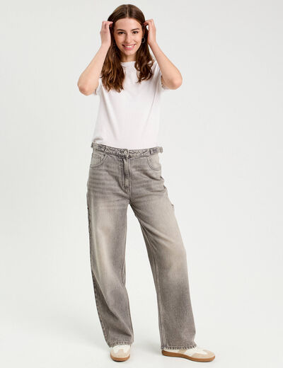 Jeans large avec pattes denim gris femme