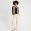 Pantalon large élastiqué ecru femme