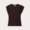 T-shirt manches courtes côtelé marron foncé femme