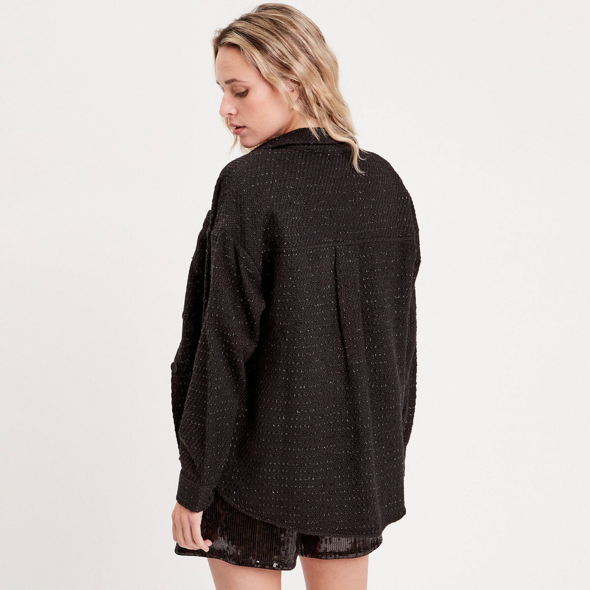 Surchemise manches longues noir femme