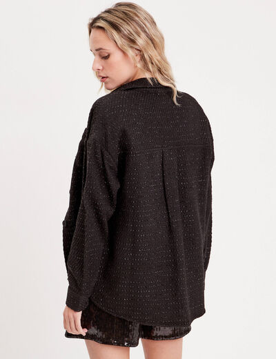 Surchemise manches longues noir femme