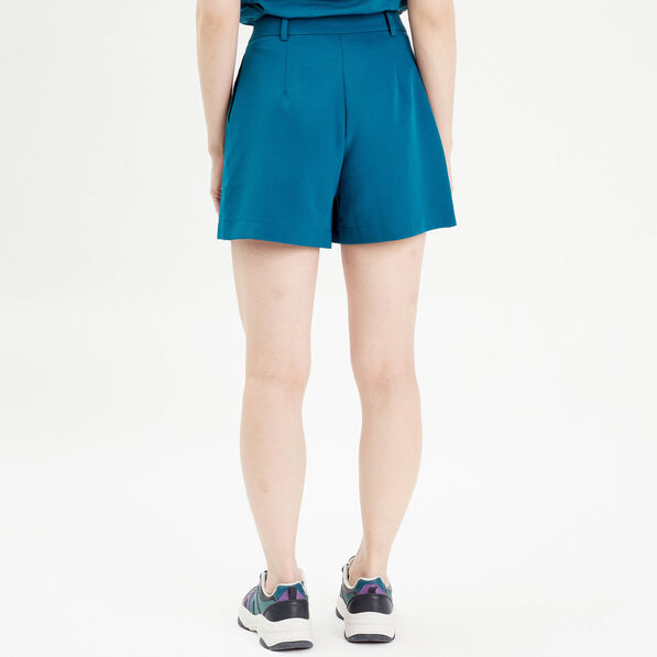 Short ajusté avec pinces bleu canard femme