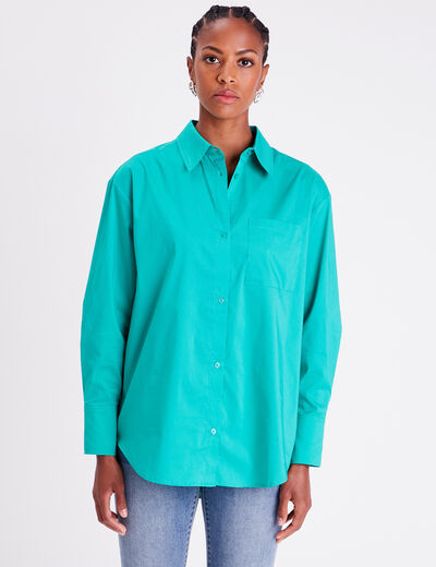 Chemise manches longues vert menthe femme
