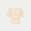 T-shirt manches courtes aspect dentelle ecru femme