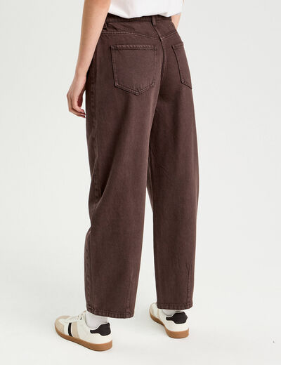 Pantalon barrel marron foncé femme
