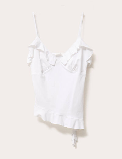 Débardeur asymétrique ecru femme