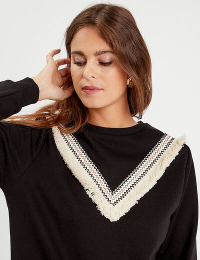 Sweat avec franges noir femme