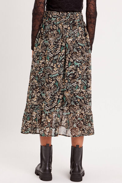 Jupe midi droite noir femme