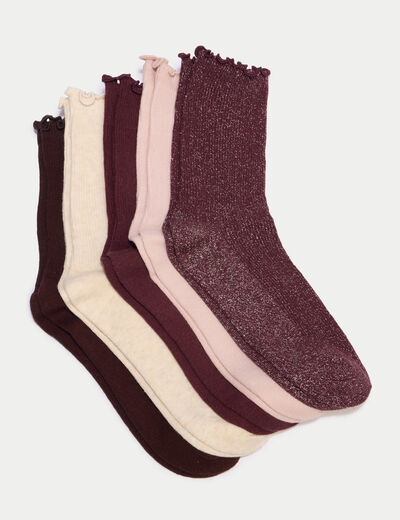 Lot de paires de chaussettes violet fonc&eacute; femme