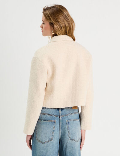 Veste boutonnée tweed beige femme