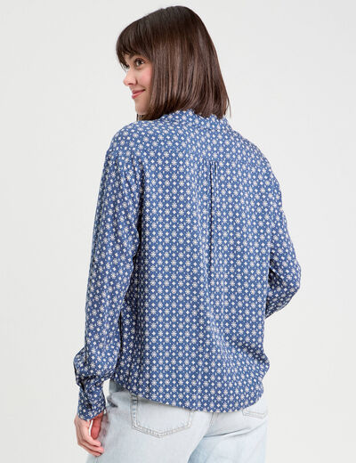 Chemise manches longues bleu foncé femme