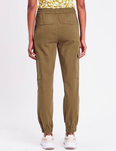 Pantalon cargo slim vert foncé femme